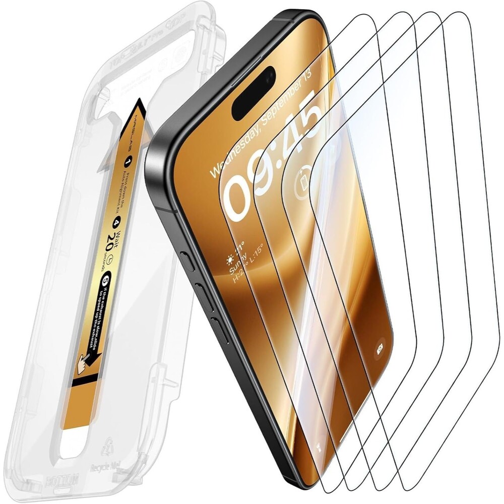 MRGLAS 4-Pack Screen Protector for iPhone 16 Plus [Auto-Alignment Kit]
